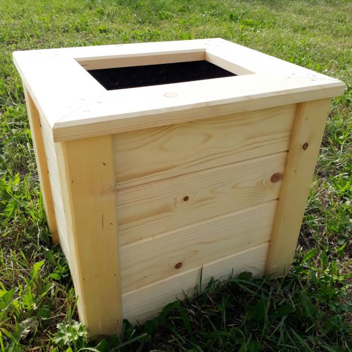 Visoka greda z lesenim dnom - smreka 50 × 50× 52 cm 112